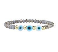 C·QUAN CHI Crystal Strand Bracelet Women Rubber Evil Eye Beads Bracelet Golden Miyuki Beads Stackable Summer Jewelry, Average, Crystal,Tila Beads, no gemstone