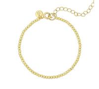 C·QUAN CHI Golden Strand Bracelet Women Bracelet Golden Plated Round Beads Engraved Star of David Charm Extended Golden Chain Fashion Jewelry for Women 07A
