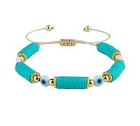 C·QUAN CHI Strand Bracelet for Women Heishi Rubber Evil Eye Charm Bright Color Bracelet (38B)