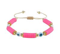 C·QUAN CHI Strand Bracelet for Women Heishi Rubber Evil Eye Charm Bright Color Bracelet (38C)