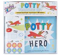 C.R. Gibson BTBB-24938 Hero Board Book, Wall Reward Chart, and Sticker Potty Training Supplies Set for Toddlers, Multicolor, 4pcs