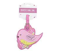 C.R. Gibson Pink and Yellow Bird Diaper Bag Tag Baby Accessories, 4.5'' W x 3'' H