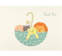 C.R. Gibson Thank You Notes, 10 Boxed, Animal Umbrella