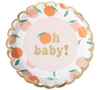 C.R. Gibson TW15-25640 Little Cutie Die Cut Disposable Paper Appetizer Plates, 9" Diameter, Multicolor, 8 Pieces