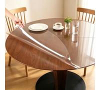 C Round Table Mat 63" Waterproof PVC Tablecloth 2.0mm Thick Non-Slip Vinyl Protector for Dining Table Office Desktop Dresser Cover Table Pad
