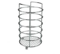 C&S Chrome Plated Cutlery Utensil Holder Metal Kitchen Countertop Organiser Cutlery Drainer Rack Spoon Fork Storage Basket for Dining Table Café Office 21cm x 12cm Chrome Finish Modern Rack