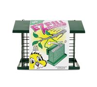 C&S CS750 EZ Fill Deluxe Snak TM/Suet Feeder, Green | Hanging bird feeder with steel roof, platform base, top-opening suet cage for multiple standard suet cakes