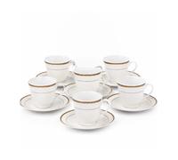 C&S Homestore 12 Piece Porcelain Tea Set Gold Cream, 6 Tea Cups & 6 Saucers, Fine China Tea Service, Elegant Coffee Cup Set, Luxury Tea Party Set, Home Kitchen, Wedding, Afternoon Tea Gift