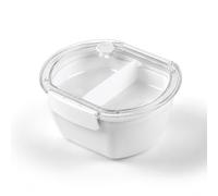 C&S Homestore 2-in-1 Lunch Box with Removable Divider & Spoon, Airtight Food Storage Container, Reusable Meal Prep Lunch Box for Office Work School Travel Picnic Food Storage, 17 x 15 x 7.5cm (White)