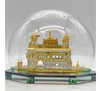 C&S Homestore 3D Model Of The Golden Temple Harmandir Sahib in Glass Dome 13cmx10cm Medium 24K Gold Plated Gift Set Ornament