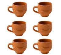 C&S Homestore 6 x Handmade Terracotta Clay Cups 130ml Traditional Indian Style Earthenware Mugs for Tea, Coffee, Chai, Latte, Cappuccino and Hot Beverages Kitchen Dining Serveware Set