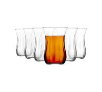 C&S Homestore 6 x LAV Klasik Turkish Tea Cups 115ml Embossed Heat-Resistant Glass Traditional Tulip Shape for Black, Fruit, Herbal Teas - Elegant Light-Reflecting Design - Pack of 6