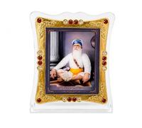 C&S Homestore Baba Deep Singh Ji Religious Photo Frame 7 x 6cm Sikh Decorative Standing Gold Frame Spiritual Ornament for Home Mandir Office Desk Car Dashboard Shelf Religious Gift Decor Display