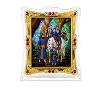C&S Homestore Chaar Sahibzaade Religious Photo Frame 7 x 6cm Sikh Decorative Standing Gold Frame Spiritual Ornament for Home Mandir Office Desk Car Dashboard Shelf Religious Gift Decor Display