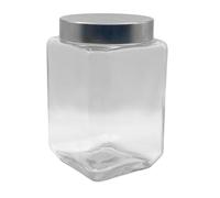 C&S Homestore Clear Square Glass Storage Jars With Airtight Lid - 1500ml - Storing Rice, Pasta, Cereals - Durable Glass Container