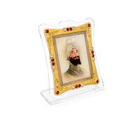 C&S Homestore Guru Gobind Singh Ji Religious Photo Frame 7 x 6cm Sikh Decorative Standing Gold Frame Spiritual Ornament for Home Mandir Office Desk Car Dashboard Shelf Religious Gift Decor Display
