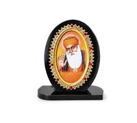 C&S Homestore Guru Nanak Dev Ji Dashboard Idol Decorative Oval Photo Frame for Car Dashboard Home Mandir Office Table Spiritual Sikh Decor Ornament 9cm x 7cm