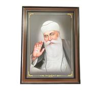 C&S Homestore Guru Nanak Dev Ji Portrait Wall Hanging - 80cm x 60cm Large Sikh Religious Art Frame with Hooks | Spiritual Home & Office Décor - 3 Variants (Variant 2)