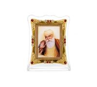 C&S Homestore Guru Nanak Dev Ji Religious Photo Frame 7 x 6cm Sikh Decorative Standing Gold Frame Spiritual Ornament for Home Mandir Office Desk Car Dashboard Shelf Religious Gift Decor Display