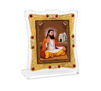 C&S Homestore Guru Ravidas Ji Religious Photo Frame 7 x 6cm Sikh Decorative Standing Gold Frame Spiritual Ornament for Home Mandir Office Desk Car Dashboard Shelf Religious Gift Decor Display