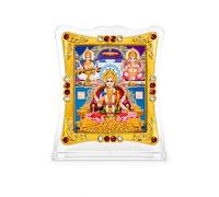 C&S Homestore Lakshmi Ganesh Saraswati Religious Photo Frame Acrylic Stand 7cm x 6cm Mini Hindu God Frame with Diamond Stone Border Decorative Mandir Home Temple Gift Decoration
