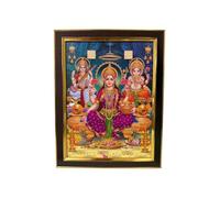 C&S Homestore Lakshmi Ganesh Saraswati Wall Frame Hindu Goddess Religious Photo Mandir Wall Hanging Devotional Picture for Home Temple Office Spiritual Decor Diwali Gift Navratri Pooja Art 35x27cm