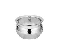 C&S Homestore Stainless Steel Coconut Handi Hammered Finish Traditional Serving Bowl for Curry, Rice, Dal, Desserts, Parties and Everyday Dining (Large)