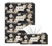 C&S Jierou Boxed Facial Tissue (Black Box), 3-Ply, 424 Sheets (4 Boxes x 106 Sheets)