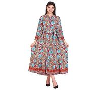 C & S New Womens Casual Shirt Dress Long Sleeve Maxi Dress Floral Printed T Shirt Dress Floor Long Dress Summer Holiday Party UK DR-26-SKY Blue-S/M