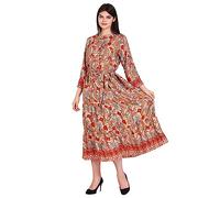C & S New Womens Casual Shirt Dress Long Sleeve Maxi Dress Floral Printed T Shirt Dress Floor Long Dress Summer Holiday Party UK DR-26-CAMEL-S/M