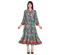 C & S New Womens Casual Shirt Dress Long Sleeve Maxi Dress Floral Printed T Shirt Dress Floor Long Dress Summer Holiday Party UK DR-26-BLUE-S/M