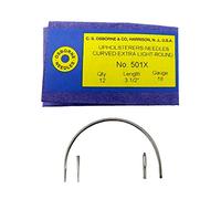 C.S. Osborne Pack of 12 Curved Needles Extra Light #501X Size 3-1/2" Made in USA