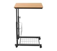 C Sd Sofa Side Table with Wheels le Bedside Coffee & ack Table Laptop nd for Living Room Bedroom & Office (Teak h)