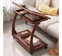C-Sd Wooden End Table with 360° Wheels, Adjuble Desktop, Solid Wood e - Ideal for Living Room, Bedroom, Couch, Sofa Side (B2, 80x40x65cm/31.5x16x26in)