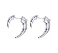 C-shape Double Croissant Crescent Earrings Front Back Wearing Moon Horn Stud Earring for Women Party Birthday Jewelry