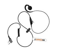 C-Shape Earpiece Police Security Headset inline PTT Mic Microphone Compatible with 2 Pin Kenwood Mitex Baofeng 2 Way Radio