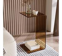 C-Shape Multipurpose Clear Bed Table, Acrylic End Coffee Table, Transparent Side Table, Sofa End Laptop Stand Table for Home Office and Living Room Bedroom