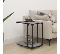 C-Shape Side Table Grey Sonoma 50x35x55.5cm Engineered Wood Metal Wheels w/Shelf