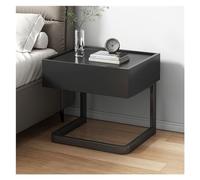 C-Shaped Bedside Table with Drawers - Modern Italian Design, Movable Nightstand for Bedroom, Living Room, Study - Stylish Black Finish, Space-Saving Convenience