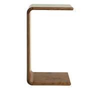 C-Shaped Black Walnut Side Table - Modern Accent Table for Living Room & Bedroom, Versatile Over Bed Laptop Workstation & Meal Table, Stylish & Functional Sofa End Table