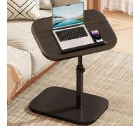 C-shaped End Table, 45-80 Cm Adjustable Height, 360° Swivel & Flip Top C Shaped End Table for Couch, Bathtub Table On The Side of Bathtub, Tv Tray Table walnut