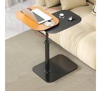 C Shaped End Table, Adjustable Height Side Table, Double Tabletop Laptop Stand, Couch Side Table, Modern Small Coffee C Table with 360° Free Rotation