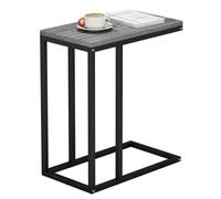 C Shaped End Table, Couch Tables that Slide Under, Small Sofa Side Table for Recliner, Farmhouse Slim Sofa Tray Table with Metal Frame for Living Room,Bedroom,Bedside,Bathroom
