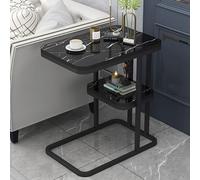 C Shaped End Table - Narrow Slim Sofa Side Table with Metal Frame Modern Coffee Table for Small Space Snack Table TV Tray for Living Room or Bedroom