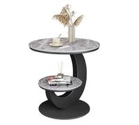 C Shaped End Table, Round Side Table with Storage for Living Room and Bedroom, Ideal for Small Spaces, Modern Home Decor