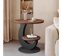 C Shaped End Table, Round Side Table with Storage for Living Room and Bedroom, Ideal for Small Spaces, Modern Home Decor