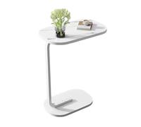 C Shaped End Table Snack Side Table Slide Under Couch Sofa Small Oval Table for Small Spaces Solid Metal Frame Slim Coffee Table Nightstand for Bedroom Home Office