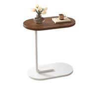 C Shaped End Table Snack Side Table Slide Under Couch Sofa Small Oval Table for Small Spaces Solid Metal Frame Slim Coffee Table Nightstand for Bedroom Home Office