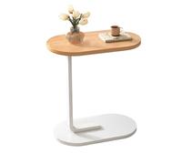 C Shaped End Table Snack Side Table Slide Under Couch Sofa Small Oval Table for Small Spaces Solid Metal Frame Slim Coffee Table Nightstand for Bedroom Home Office
