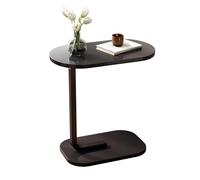C Shaped End Table Snack Side Table Slide Under Couch Sofa Small Oval Table for Small Spaces Solid Metal Frame Slim Coffee Table Nightstand for Bedroom Home Office